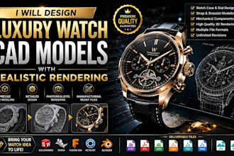 design luxury watch cad models technical drawing with realistic rendering