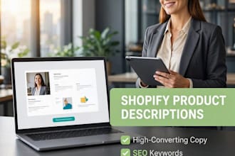write engaging shopify product descriptions and website content