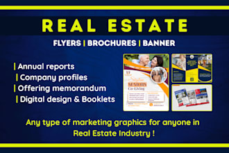 design real estate flyers, property brochures, banners, company profile