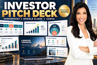 design investor pitch deck presentation,powerpoint slide,google slides and canva