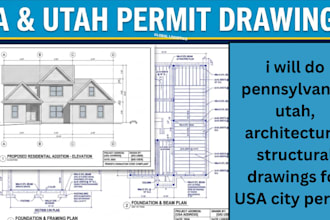do pennsylvania, utah, architectural structural drawings for USA city permit