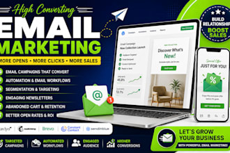 create email marketing campaigns, automation, newsletters an email funnels