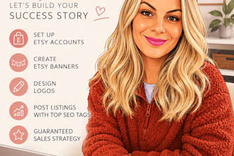 create your etsy shop, logo, banner, listings and complete SEO