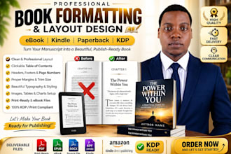 book formatting ebook formatting and KDP paperback layout design