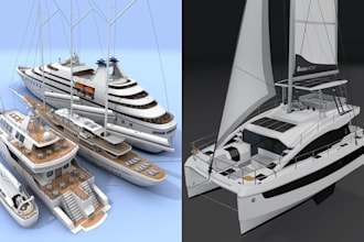create realistic 3d boat model warship cad model catamaran marine ship and yacht