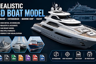 create realistic 3d boat model warship cad model catamaran marine ship and yacht