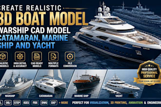 create realistic 3d boat model warship cad model catamaran marine ship and yacht