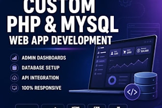 build custom PHP web application, mysql database, and admin panel
