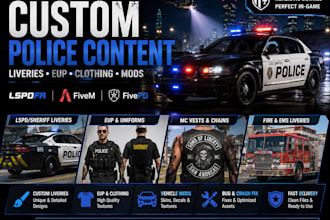create custom fivem eup, lspdfr liveries, clothing and fivepd mods, lspdfr car