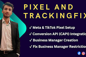 set up facebook pixel tiktok pixel conversion API and fix business manager