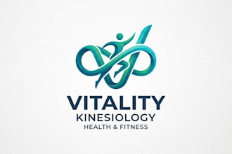 design a modern kinesiology logo for health and fitness brand