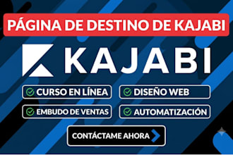disendo de  web en kajabi, pagina de destino kajabi o curso online