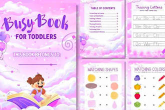 design alphabet numerical activity workbook for kids in canva