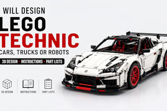 design lego technic cars, trucks, robots with instructions