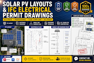 prepare solar pv layouts and ifc electrical permit drawings