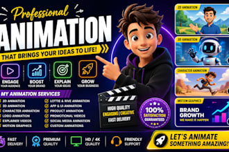 create professional 2d 3d animation, character animation, logo animation