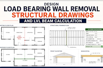 design load bearing wall removal structural drawings and lvl beam calculation