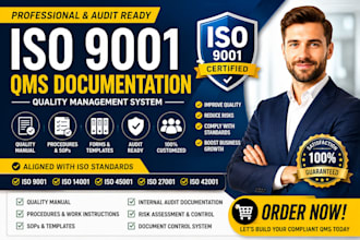create iso 9001 qms documentation, quality manual procedures and audit ready