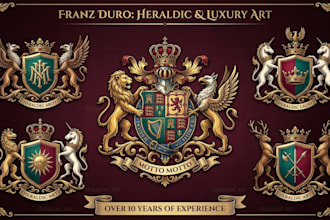 design hand drawn modern luxury heraldic coat of arms logo