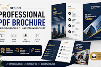 design professional pdf brochure, tri fold brochure, marketing brochure
