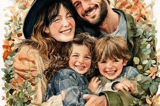 make a memorial watercolor family portrait for you