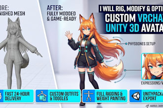 rig modify and optimize custom vrchat and unity 3d avatars