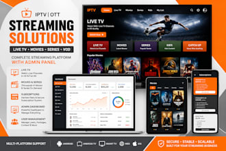 develop iptv, ott platform, smart TV, vod streaming app with admin panel
