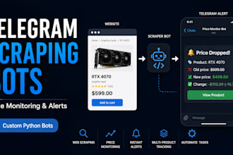 build a telegram bot that monitors prices, stock, or listings