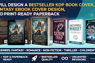 design a bestseller KDP book cover, fantasy ebook cover design, and print ready