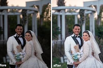 do wedding photo editing and professional photo retouching