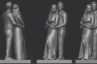 construct 3d couple statue,personalized bobblehead,watertight mesh,stl printing