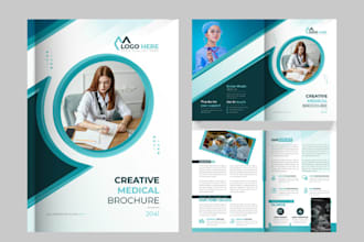 design medical home care med spa business brochure, trifold and content writing