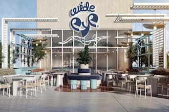remodel 3d exterior cafe design, bar, restaurant, lounge,spa, coffee shop render