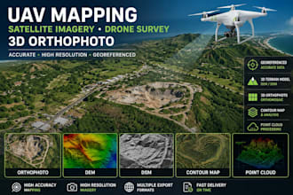 create professional uav mapping, satellite imagery, drone survey, 3d orthophoto