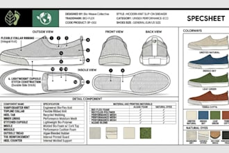 create shoe tech pack fashion design sneaker sandal design slippers slide design