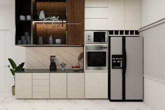 do your kitchen interior design with and realistic rendering
