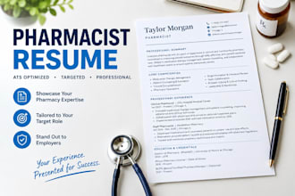 write an ats optimized pharmacist resume and pharmacy CV