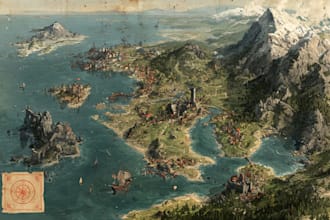 draw fantasy map illustration for map