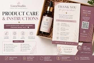 design a professional amazon product insert card and thank you card