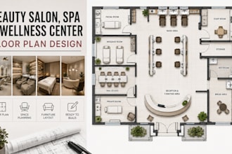 design beauty salon, spa, wellness center and salon floor plan