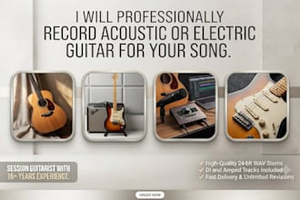 professionally record acoustic or electric guitar for your song