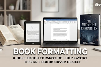 do book formatting, kindle ebook formatting KDP layout design ebook cover design