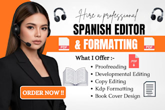 copy edit, developmental edit, proofread and format your spanish ebook for kdp