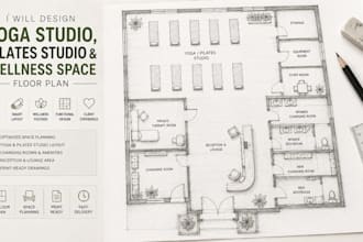 design yoga studio, pilates studio and wellness space floor plan