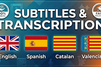 transcribe and subtitle video or audio english spanish catalan