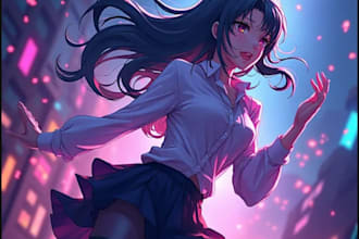 draw anime style illustration, fanart, or design your oc