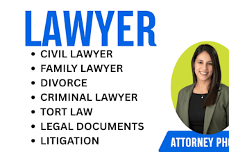 be your expert lawyer for civil, criminal, family, divorce and tort law disputes