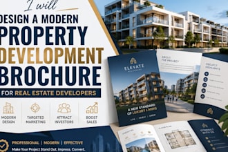 design a modern property development brochure for real estate developers