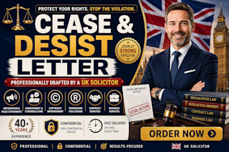 draft a powerful cease and desist letter by a UK solicitor