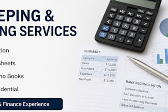 do bookkeeping, bank reconciliation and excel accounting